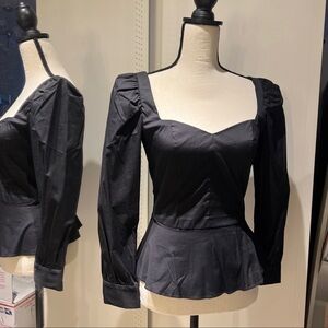 Zara black puff sleeve blouse